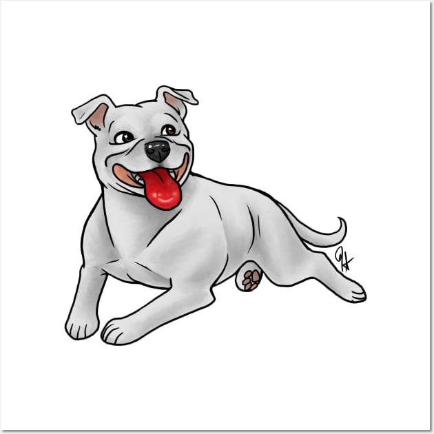 Dog - Staffordshire Bull Terrier - White Wall Art by Jen's Dogs Custom Gifts and Designs